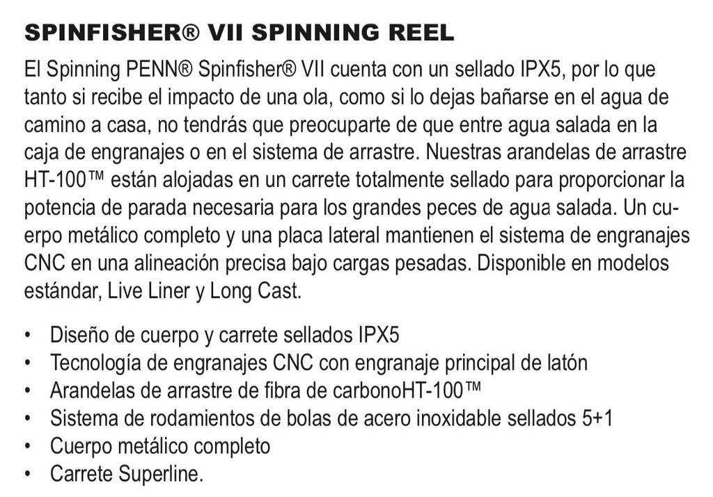 CARRETES  PENN SPINFISHER VII