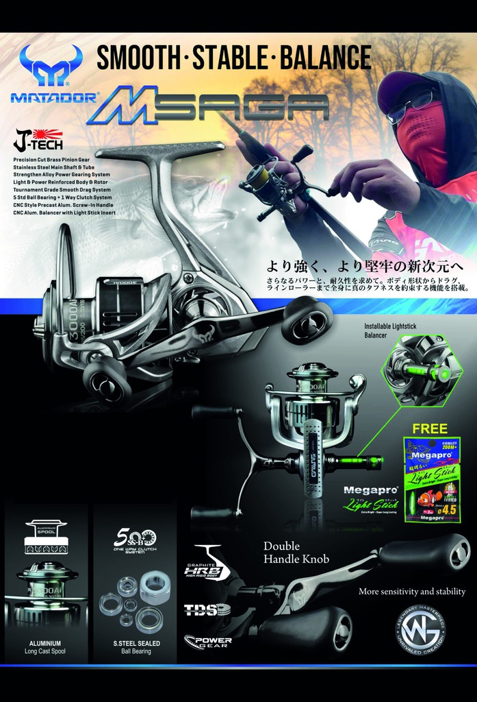CARRETE XZOGA GW MATADOR SAGA 2000AI DOBLE MANIVELA