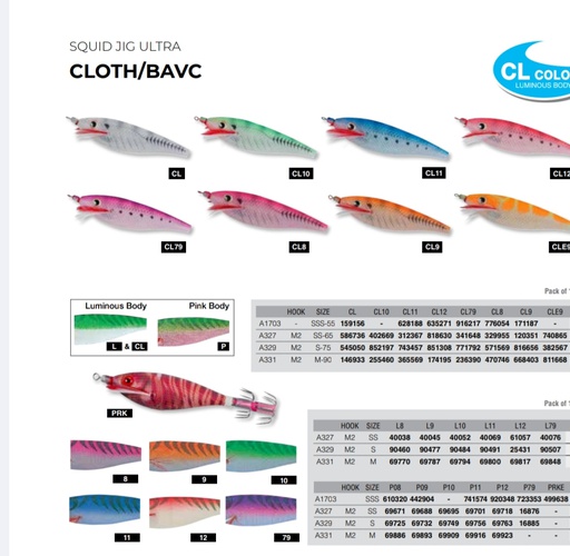 PEZ YO-ZURI SQUID JIG ULTRA CLOTH SSS (A1703)